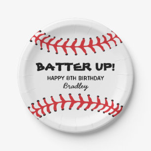 PERSONALIZED KIDS BASEBALL BIRTHDAY PLATES
