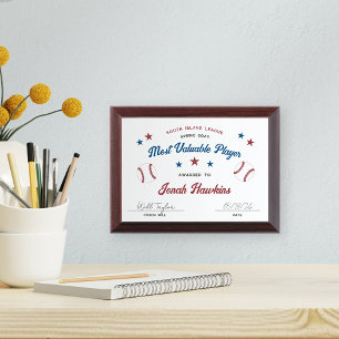 Personalized Kids Baseball Team Award Plaque