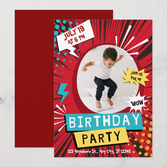 Personalized Kids Birthday Invitation with Photo  (Front/Back)