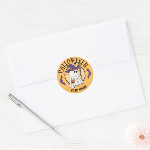 Personalized Kids Cute Happy Halloween Party Favor Classic Round Sticker