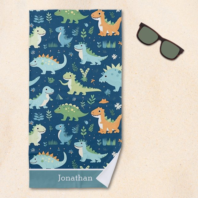 Personalized Kids' Dinosaur – Fun & Customizable Beach Towel (Creator Uploaded)