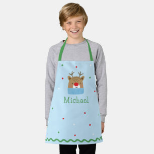 Personalized Kids Festive Reindeer Christmas  Apron