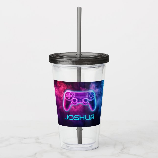 Personalized Kids Gaming Controller Acrylic Tumbler (Front)