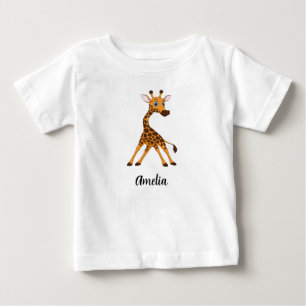 Personalized Kids Giraffe Girls Baby T-Shirt