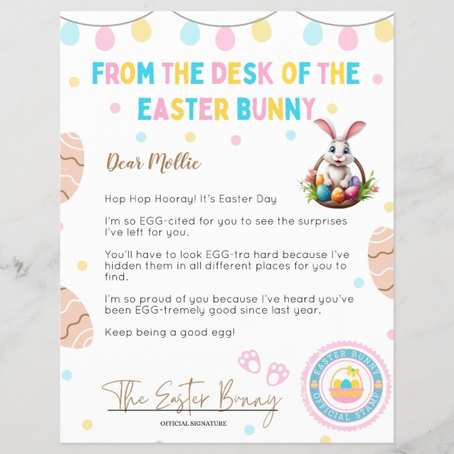 Personalized Kids Letter from Easter Bunny Flyer (Front)