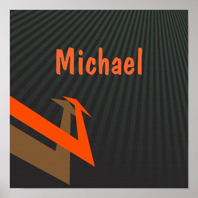 Personalized Kids Name Black with Modern Arrow Poster (Front)