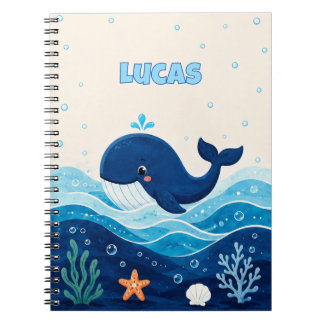 Personalized Kids Ocean Whale Name Notebook