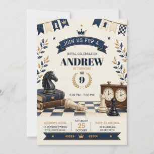 Personalized Kids Royal Chess Birthday Invitation