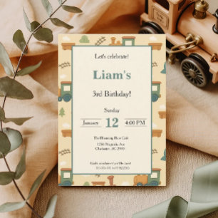 Personalized Kids Train Birthday Party Invitation