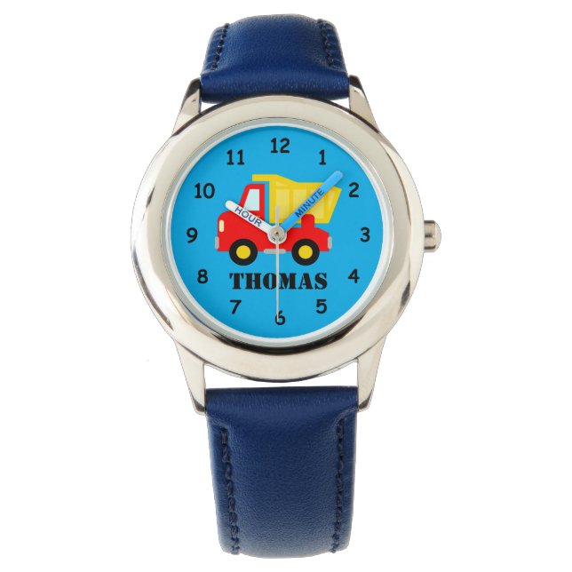 Personalized kid's watch with dump truck design (Front)