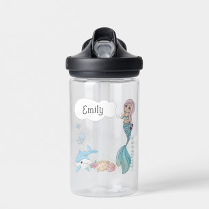 Personalized Kids Water Bottle W/Name - Mermaid