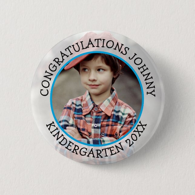 Personalized Kindergarten Graduate Photo Button (Front)