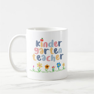 Personalized Kindergarten Teacher Floral Name Coffee Mug