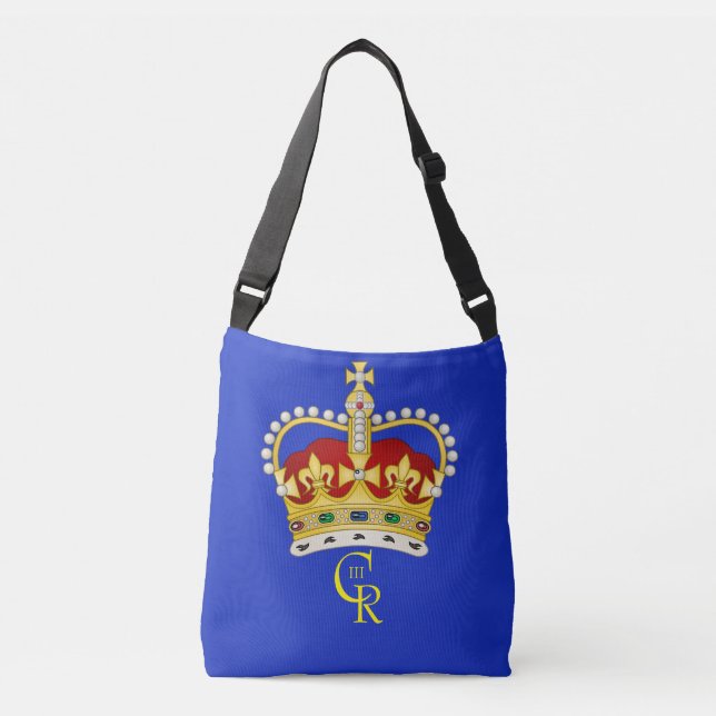 Personalized  King Charles III Monogram and Crown Crossbody Bag (Front)
