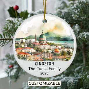 Personalized Kingston Ornament, Jamaica Ceramic Ornament