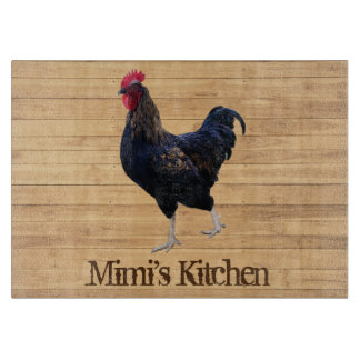Personalized Kitchen Rooster Add Name Text Cutting Board