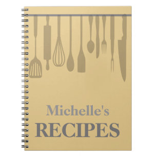 Personalized kitchen utensils recipe notebook