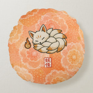 Personalized Kitsune Throw Pillow Japanese Nine