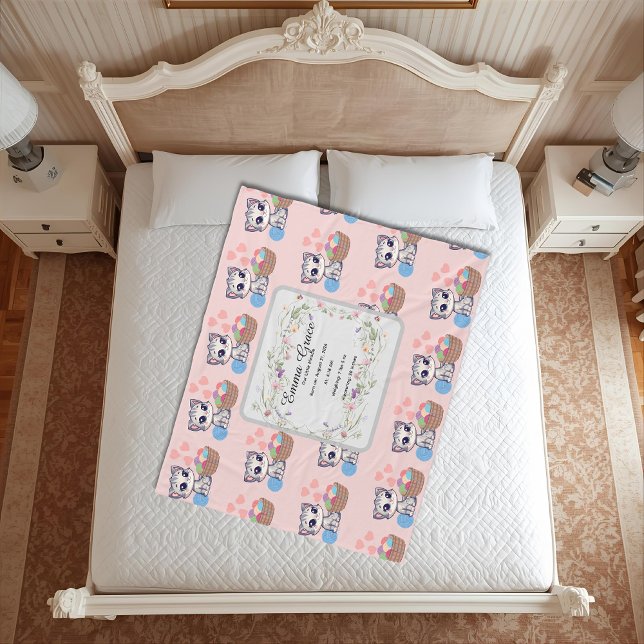 Personalized Kitten Baby Blanket | Custom Birth  (Creator Uploaded)