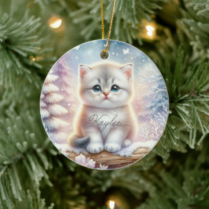 Personalized Kitten Keepsake Ceramic Ornament