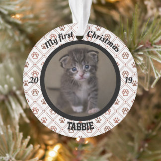 Personalized Kitten's First Christmas Photo Ornament