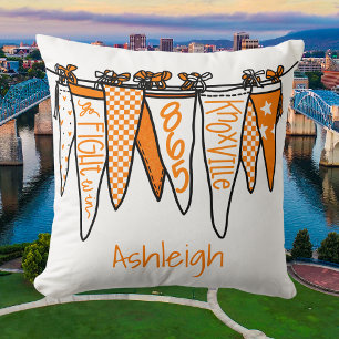 Personalized Knoxville Orange & White Pennant Cushion