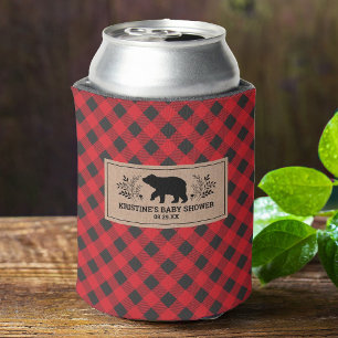 Personalized Kraft Lumberjack Buffalo Plaid Can Co Cooler