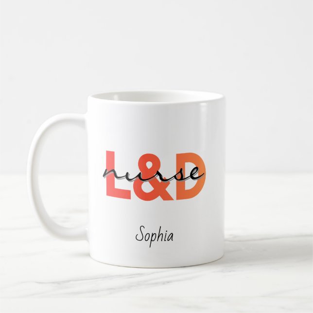 Personalized L&D Nurse Bold Typography Coffee Mug (Left)