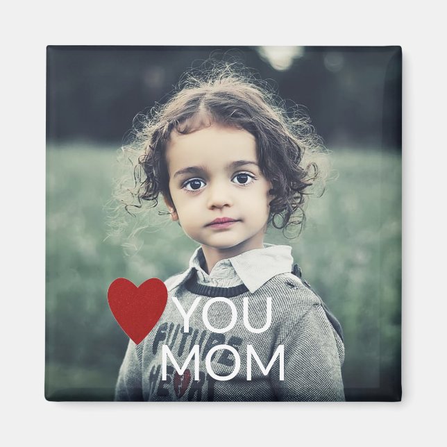 Personalized L:ove You Mom Refrigerator Magnet (Front)