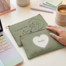 Personalized Labrador Pouch Sage Green Dog Mom Bag