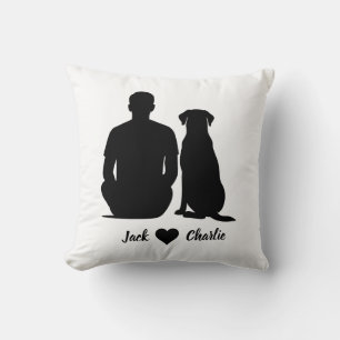 Personalized Labrador Retriever Dog And Male Owner Cushion