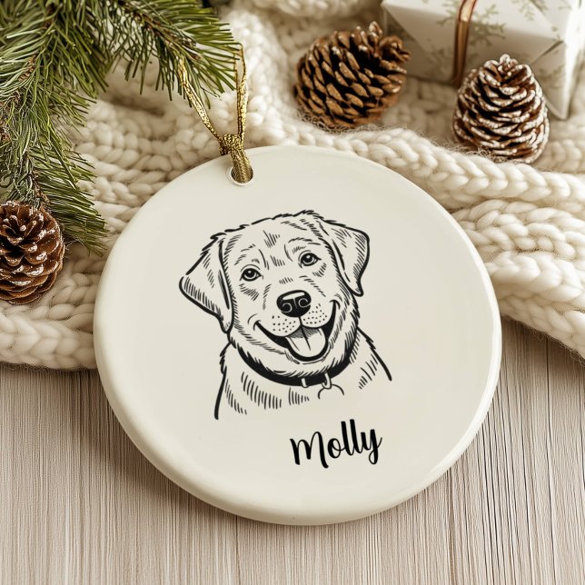 Personalized Labrador Retriever Dog Christmas Ceramic Ornament (Creator Uploaded)