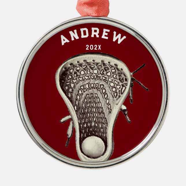 Personalized Lacrosse Collectible Metal Ornament (Front)