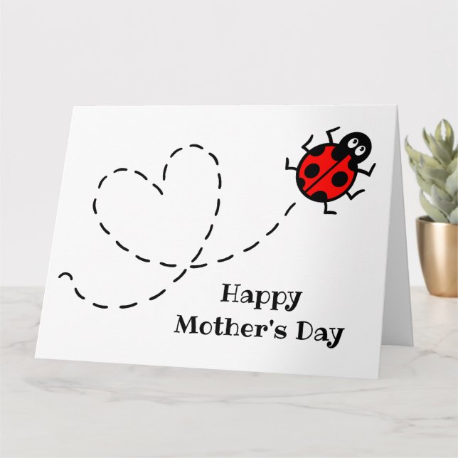 Personalized Ladybird Ladybug Mother's Day Card (Small Plant)