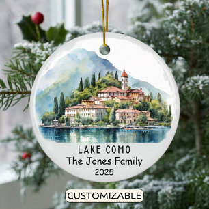 Personalized Lake Como Ornament, Italy Ceramic Ornament