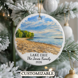 Personalized Lake Erie, Custom Pennsylvania Ceramic Ornament