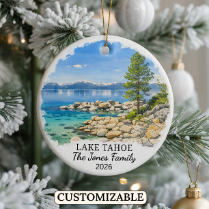 Personalized Lake Tahoe Ornament, Custom Nevada Ceramic Ornament