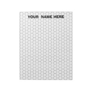 Personalized Large Hexagon Graph Paper Notepad