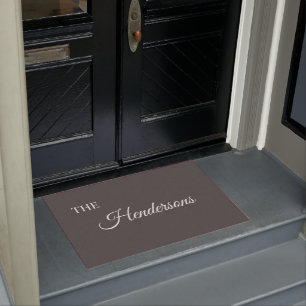 Personalized Last Name Door Mat in Gray