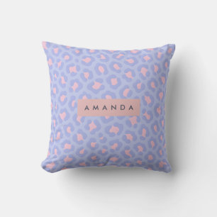 Personalized Lavender and Blush Pink Leopard Print Cushion