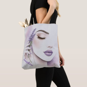 Personalized Lavender Purple Woman Elegant Chic Tote Bag