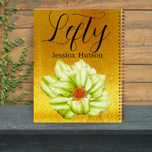 Personalized Left-Hand Gold Floral Name Gift Girls Notebook