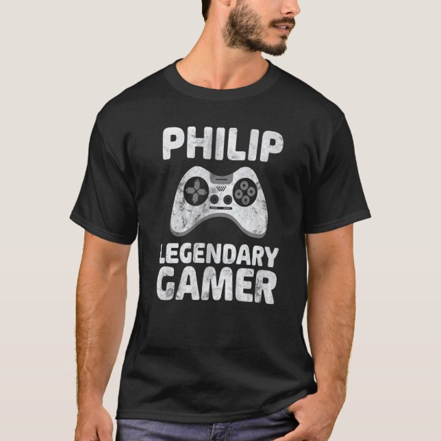Personalized Legendary Gamer Shirt Philip Name Vid (Front)