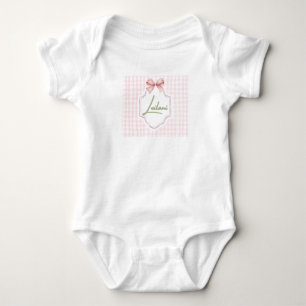 Personalized Leilani Baby Girl Nursery Gingham  Baby Bodysuit