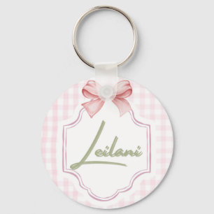 Personalized Leilani Baby Girl Nursery Gingham  Key Ring