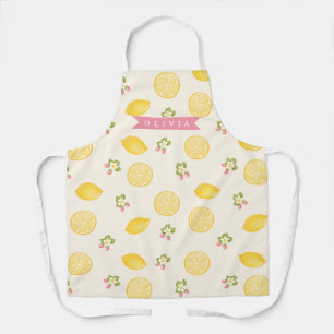Personalized Lemon Floral Summer Custom Name Apron