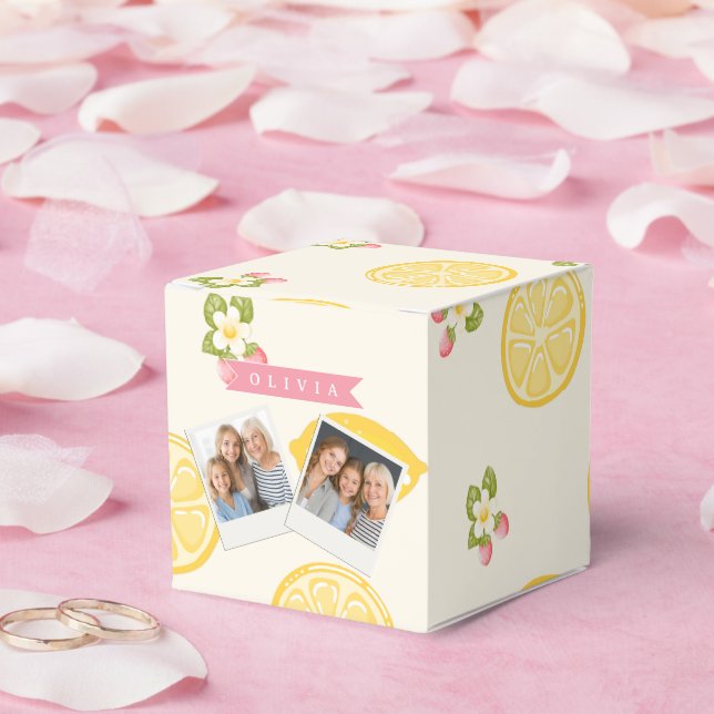 Personalized Lemon Floral Summer Custom Name Favour Box (Wedding)