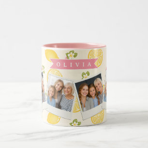 Personalized Lemon Floral Summer Custom Name Two-Tone Coffee Mug