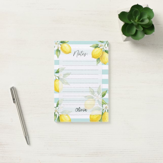Personalized Lemon Lined Notes Memo Pad (Office)