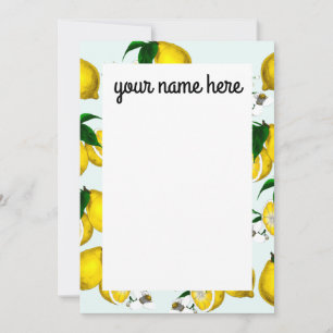 Personalized Lemon Notecards